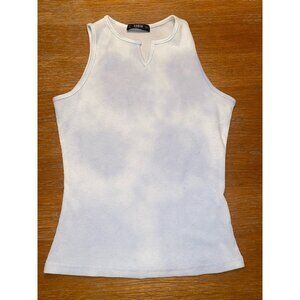 Sleeveless Shein Womens Ribbed Knit Tank Top Size Small  White Tie-Dye